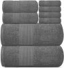 8 Piece Smoke Grey Resort Collection Soft Bath Towel Set Luxury Hotel Plush  Absorbent Cotton 2 Bath Towels 2 Hand Towels and 4 Washcloths