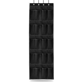Over the Door Shoes Rack 20-Pocket Organizer 5-Layer Hanging Storage Shelf for Kids Shoes Closet Cabinet Slippers Small Toys (Option: 20PocketShoeOrganizer(Black))