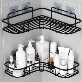 1Pc Triangle Wall Mounted Shower Caddy Rack for Bathroom and Kitchen (Color: black)
